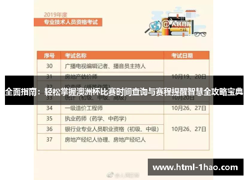 全面指南：轻松掌握澳洲杯比赛时间查询与赛程提醒智慧全攻略宝典